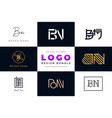 set collection initial letters bn logo design vector image