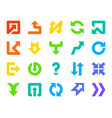 arrow button color silhouette icons set vector image