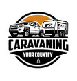 caravan adventure trailer logo emblem isolated vector image