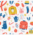 seamless pattern with new year and christmas vector image