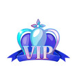 vip badge with crown and ribbon vector image vector image