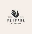 pet care hand hipster vintage logo icon vector image vector image