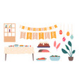 set of icons for easter dinner interior staff vector image