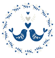 floral wreath with traditional folk birds vector image