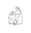 line art nativity scene of christmas hand vector image