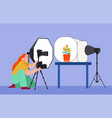 photographer flat composition vector image vector image