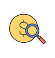 magnifying glass with coin money finder vector image