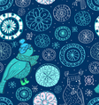 winter seamless background with birds vector image
