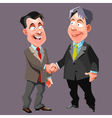 cartoon joyful men in suits and ties shake hands vector image