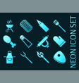 ser barbecue blue glowing neon icons vector image vector image