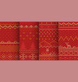 red color winter seamless patterns in set vector image vector image