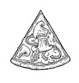 slice pizza capricciosa top view vintage vector image vector image