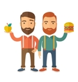 two businessmen comparing apple to hamburger vector image