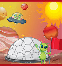 Alien in space scene Royalty Free Vector Image