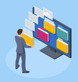 isometric database archive folder vector image