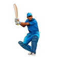 abstract batsman playing cricket from splash vector image vector image