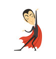 count dracula dancing vampire in suit and red vector image