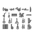 musical instruments set icons black and white vector image