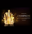 champagne bottle with gold crystal grains banner vector image