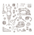sewing sketch tailor shop hand drawn tool vector image