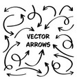 black hand drawn arrows set on white background vector image