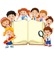 cartoon school children with book isolated vector image