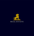 negative space lion real estate logo vector image