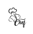 chef logo lettering hand lettering with a cap vector image vector image