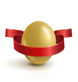 realistic gold easter egg with red ribbon vector image