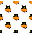 pumpkin pattern and black cat vector image vector image