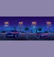 car parking at night city street outdoors park vector image