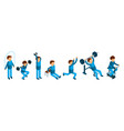 isometric man doing sport exercises male fitness vector image vector image