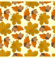 pattern with acorns and chestnut autumn leaves vector image