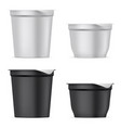 round silver white and black matte plastic pot set vector image vector image