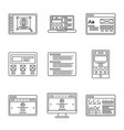 web development and wireframes line icons set vector image
