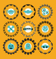 cute halloween circle border pattern emblems set vector image