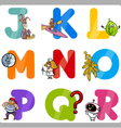 education cartoon alphabet letters for kids vector image