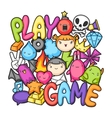 game kawaii print cute gaming design elements vector image