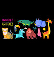 cute jungle animals set exptic wild collection vector image vector image
