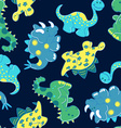 embroidery dinosaurs in a seamless pattern vector image
