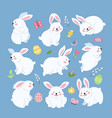 rabbits characters smart bunny and easter eggs vector image vector image