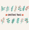 set christmas twigs branches plants vector image