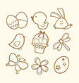 doodle line art easter icons vector image vector image