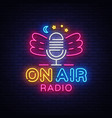 on air radio neon logo sign vector image