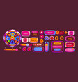 pink candy ui game fortune wheel and button set vector image vector image