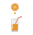 glass with juice and orange slice cartoon flat vector image vector image