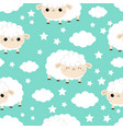 seamless pattern sheep sleeping eyes cloud star vector image