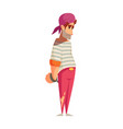 cartoon captive pirate vector image vector image