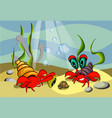 plot of crabs at the bottom of the sea with a turt vector image vector image