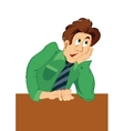retro hipster man thinking in green shirt vector image